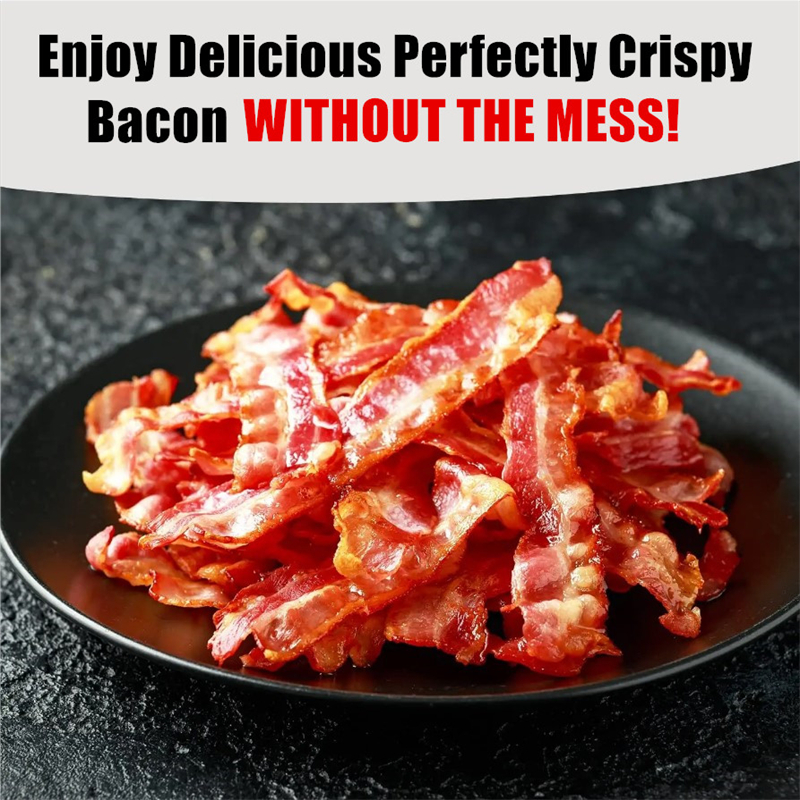 Home Bacon Cooking Tool Meat Gadget Roaster Racks Delicious Microwave Yummy Bacon Can Cooker Splatter-Proof Mess-Free Design Kitchen Gadgets - Image 3