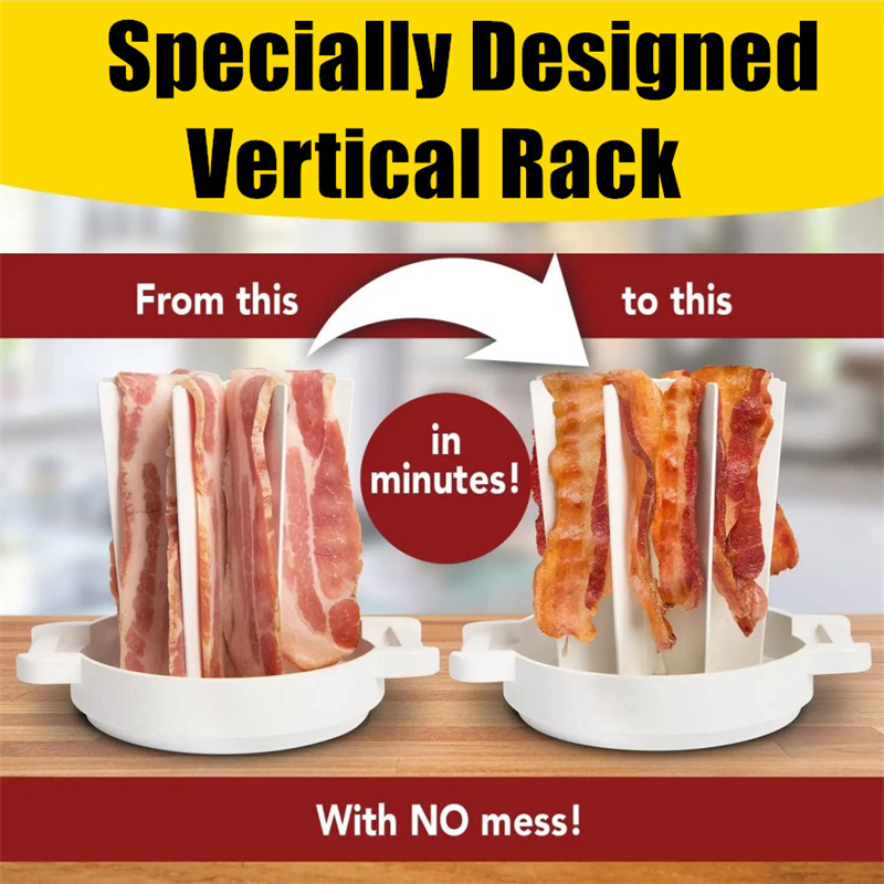 Home Bacon Cooking Tool Meat Gadget Roaster Racks Delicious Microwave Yummy Bacon Can Cooker Splatter-Proof Mess-Free Design Kitchen Gadgets - Image 2
