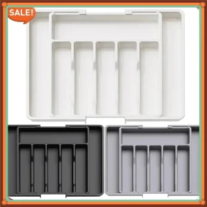 UpgradedAdjustable Plastic Cutlery Drawer Organizer Divided Storage Tray Space Saving Holder for Kitchen Knives Spoons Tableware